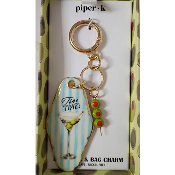 Piper K Accessories - PIPER K "Tini Time" Martini Glass Bag Charm/Keychain - NWT